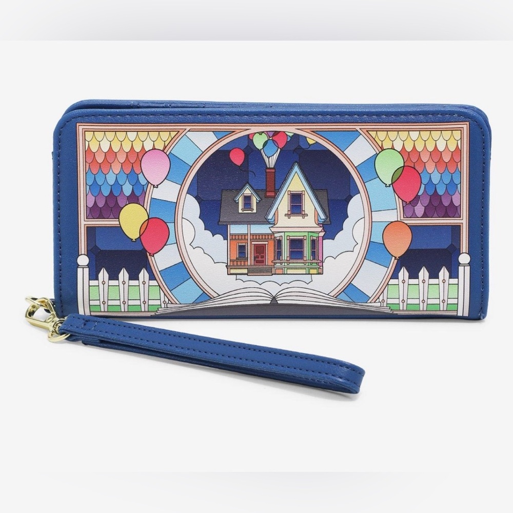 NWT Loungefly Disney Pixar UP stain glass window tech wallet